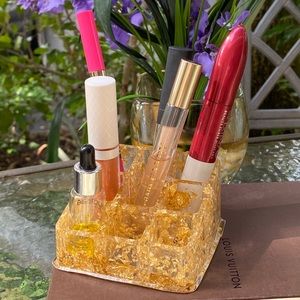 Gold Cosmetic Organizer Resin Art
